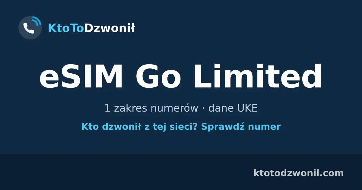 eSIM Go Limited - 1 zakres numerów · dane UKE