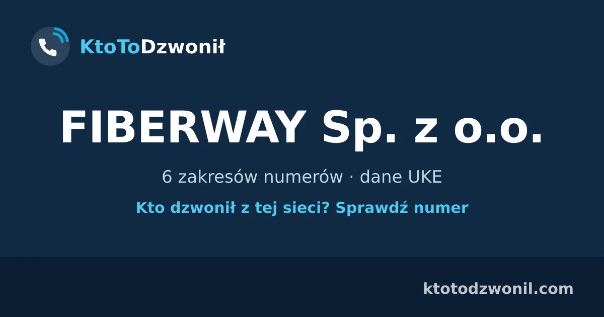 FIBERWAY Sp. z o.o. - 6 zakresów numerów · dane UKE