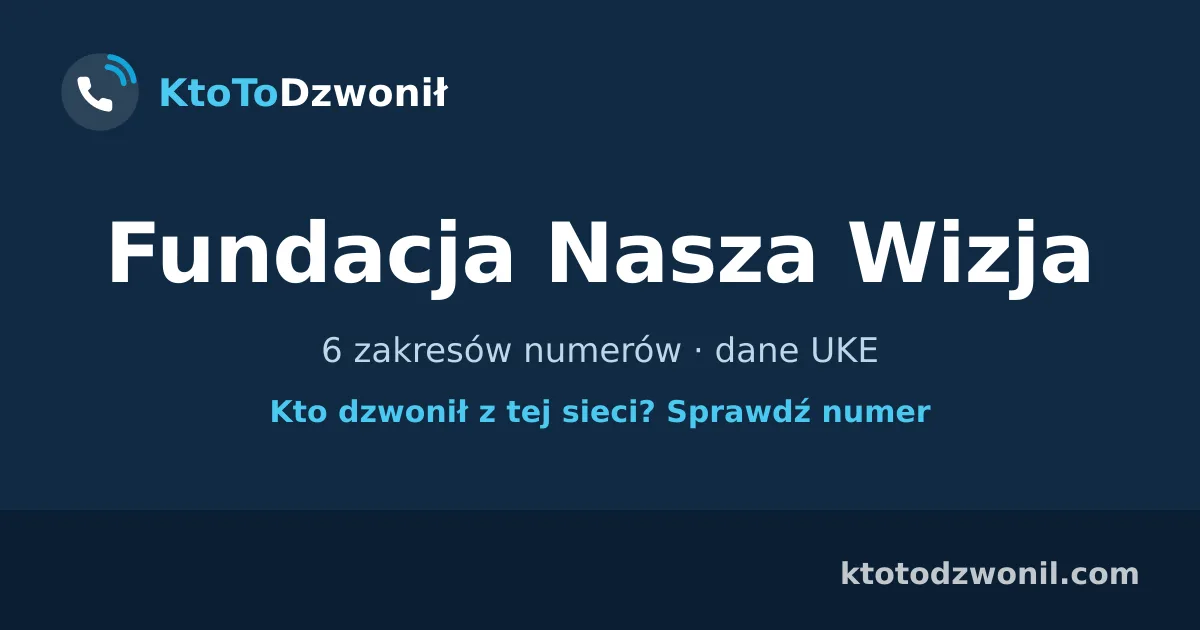 Fundacja Nasza Wizja - 6 zakresów numerów · dane UKE