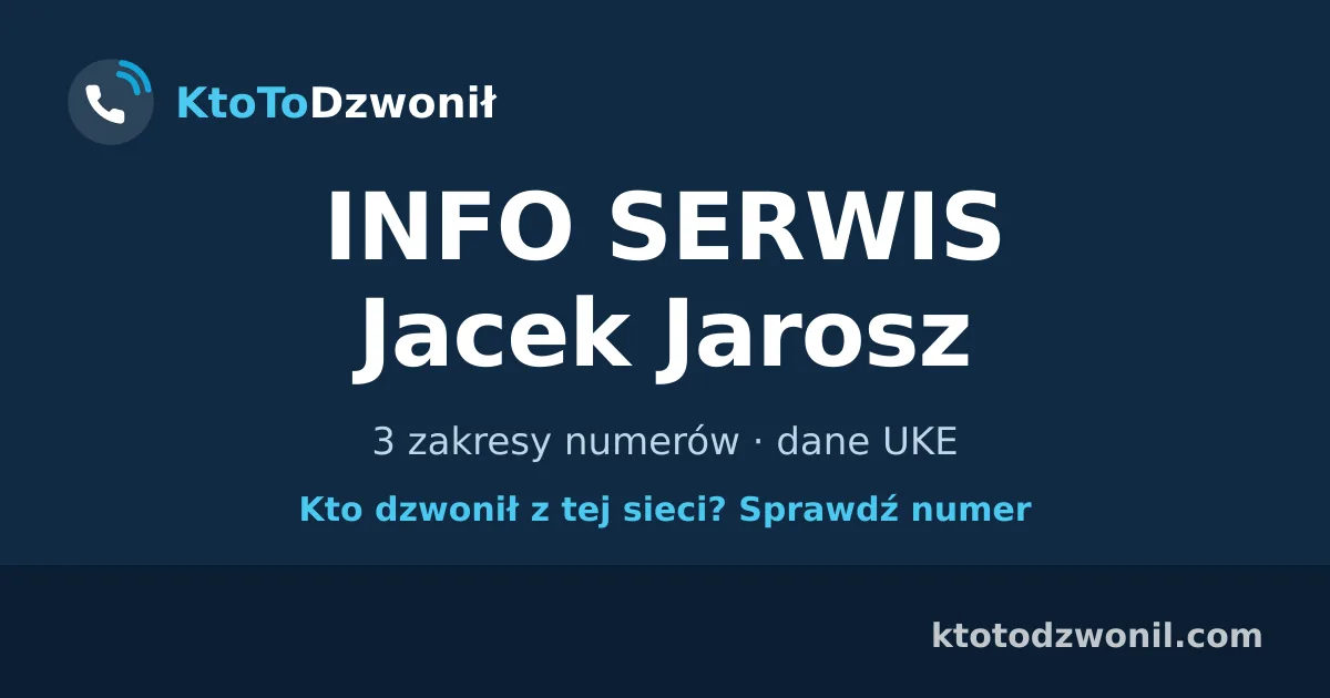 INFO SERWIS Jacek Jarosz - 3 zakresy numerów · dane UKE