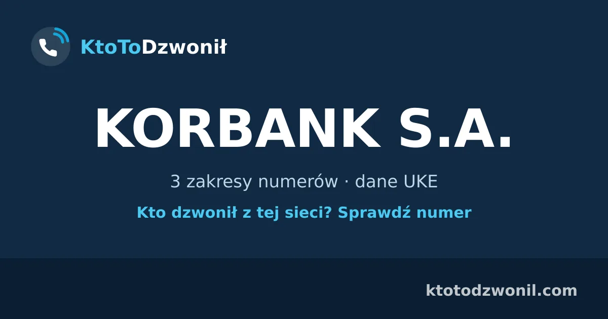 KORBANK S.A. - 3 zakresy numerów · dane UKE