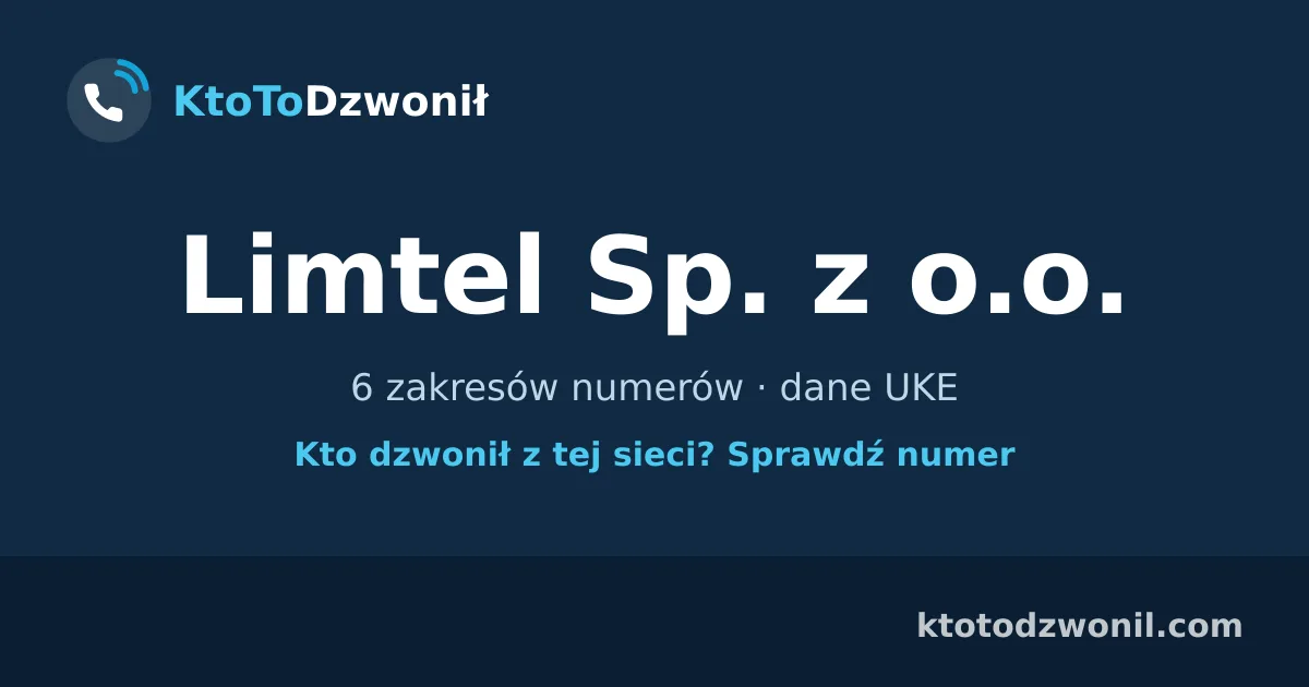 Limtel Sp. z o.o. - 6 zakresów numerów · dane UKE