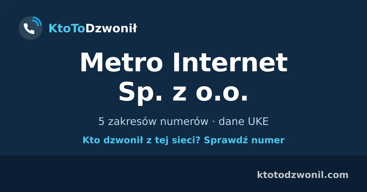 Metro Internet Sp. z o.o. - 5 zakresów numerów · dane UKE