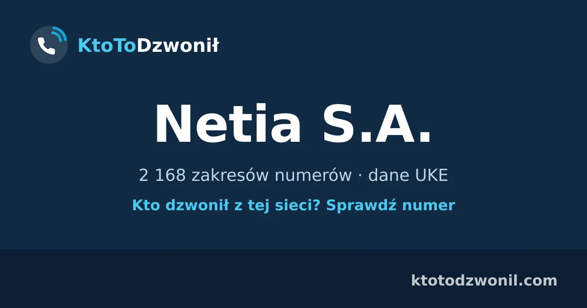 Netia S.A. - 2 168 zakresów numerów · dane UKE