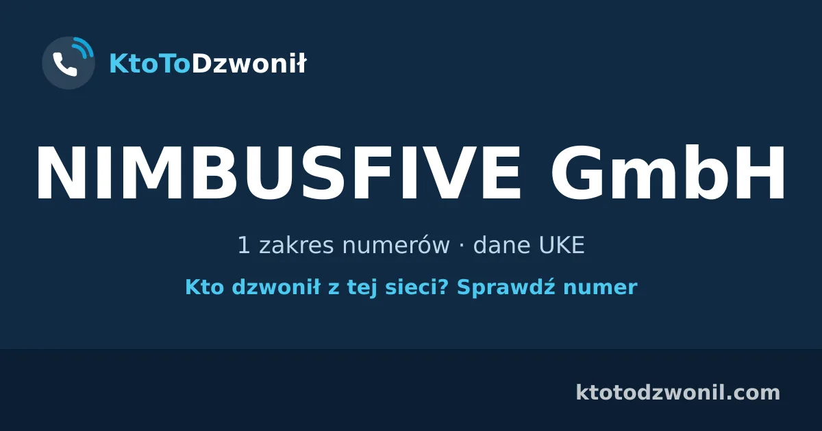 NIMBUSFIVE GmbH - 1 zakres numerów · dane UKE