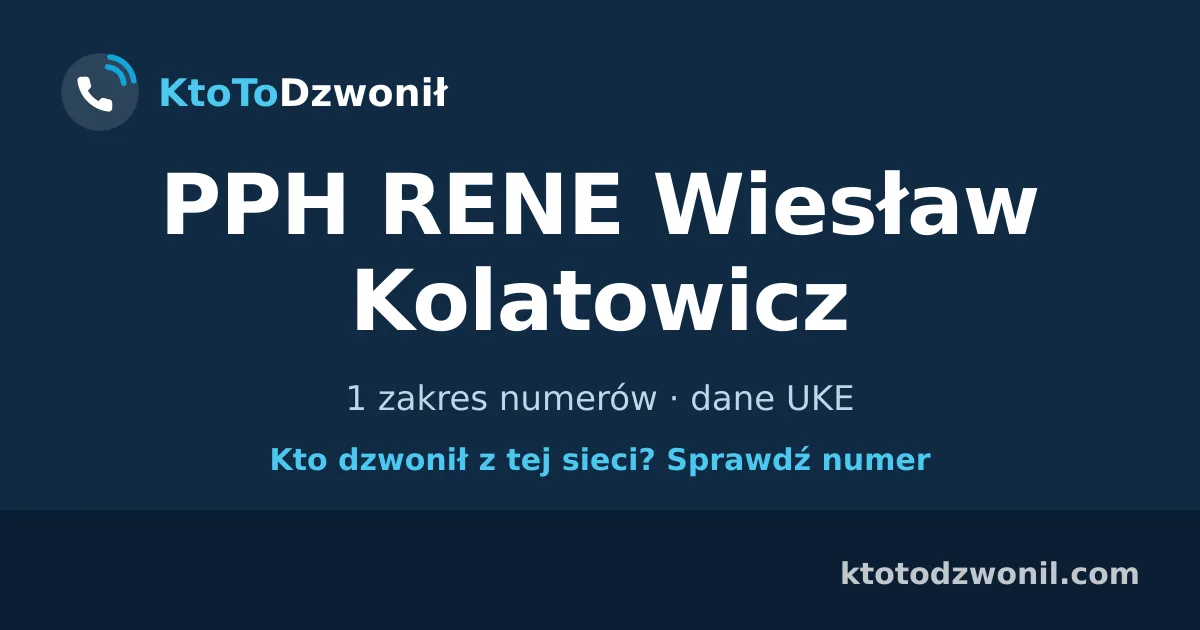 PPH RENE Wiesław Kolatowicz - 1 zakres numerów · dane UKE