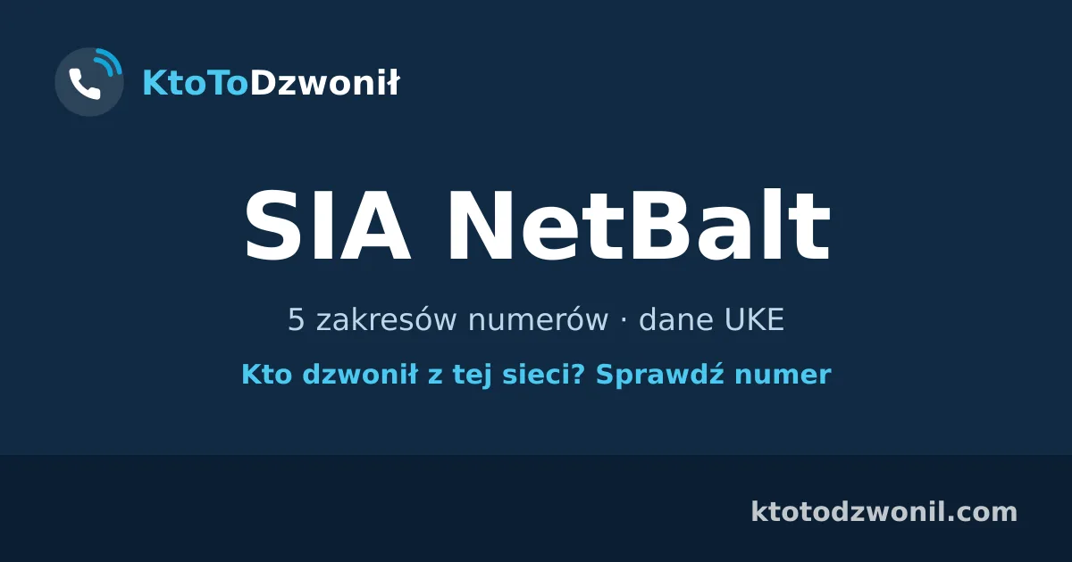 SIA NetBalt - 5 zakresów numerów · dane UKE