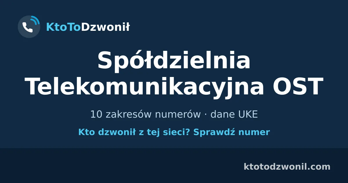 Spółdzielnia Telekomunikacyjna OST - 10 zakresów numerów · dane UKE